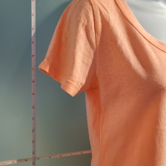 Like NEW! Small, Peachy S/S Top, Sexy Cut Out Straps on Back, Stretchy - Picture 5 of 10
